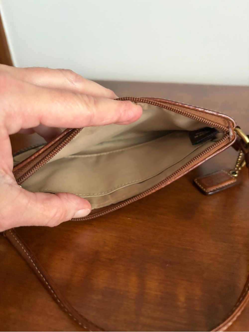 Coach Brown and Tan Signature Wristlet with Leather Trim *READ* - Picture 5 of 5